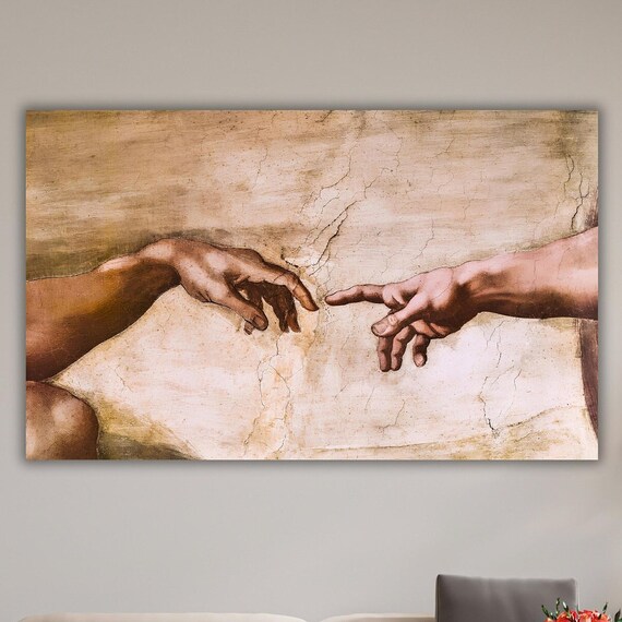 Michelangelo Wall Decor The Creation Of Adam Print Exhibition Wall Art Michelangelo Modern Artwork Gift Idea