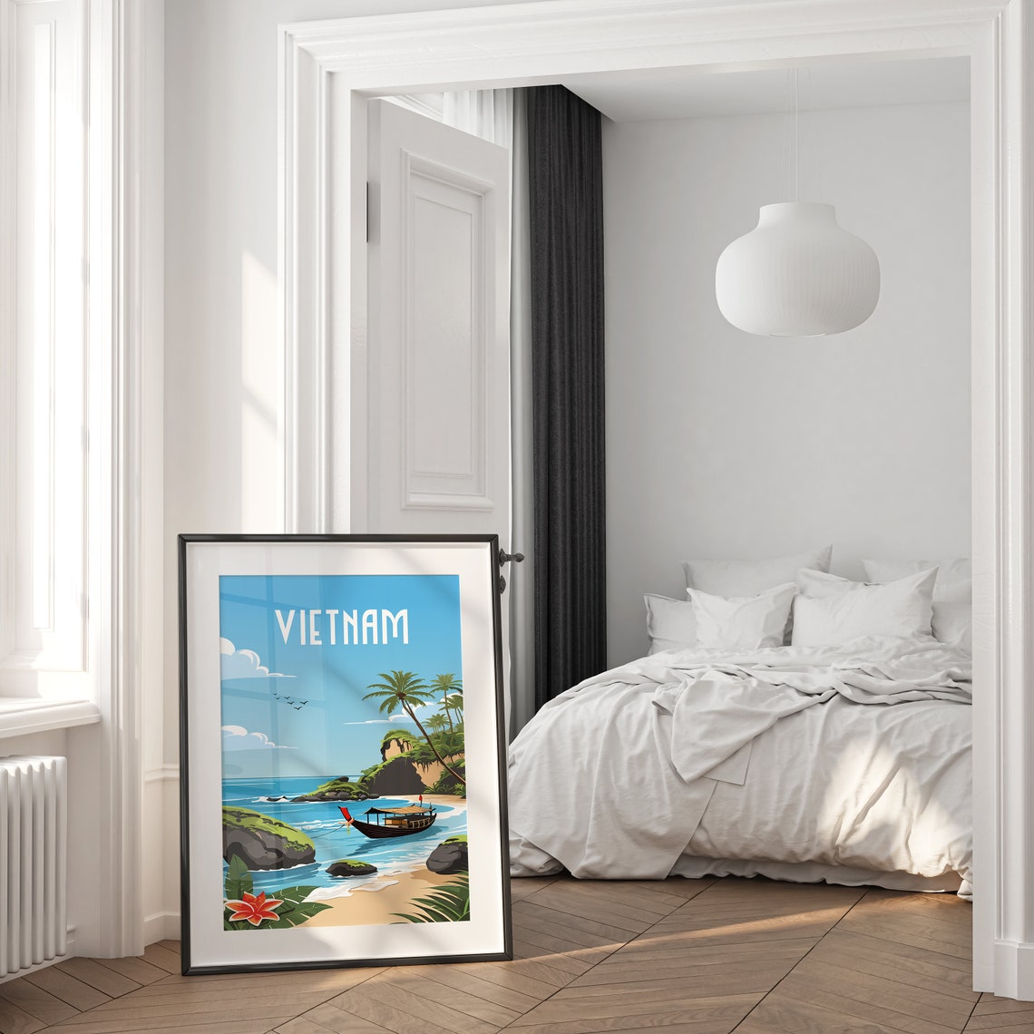 Vietnam Tropical Beach Boat Palm Turquoise Paradise Travel Poster - Image 2