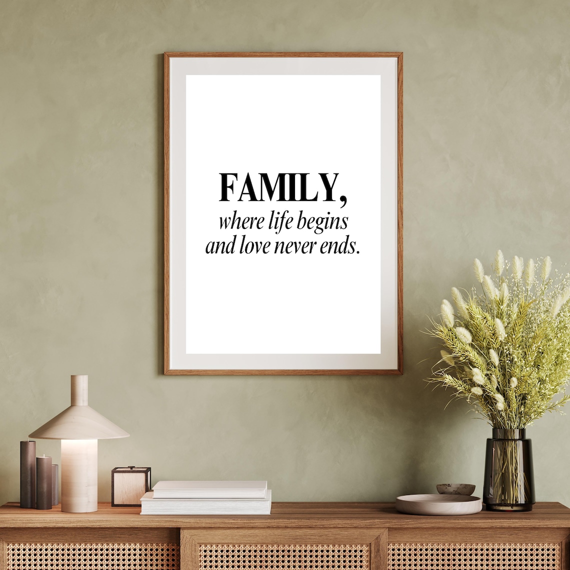 Family Where Life Begins Love Never Ends Quote Typography Poster