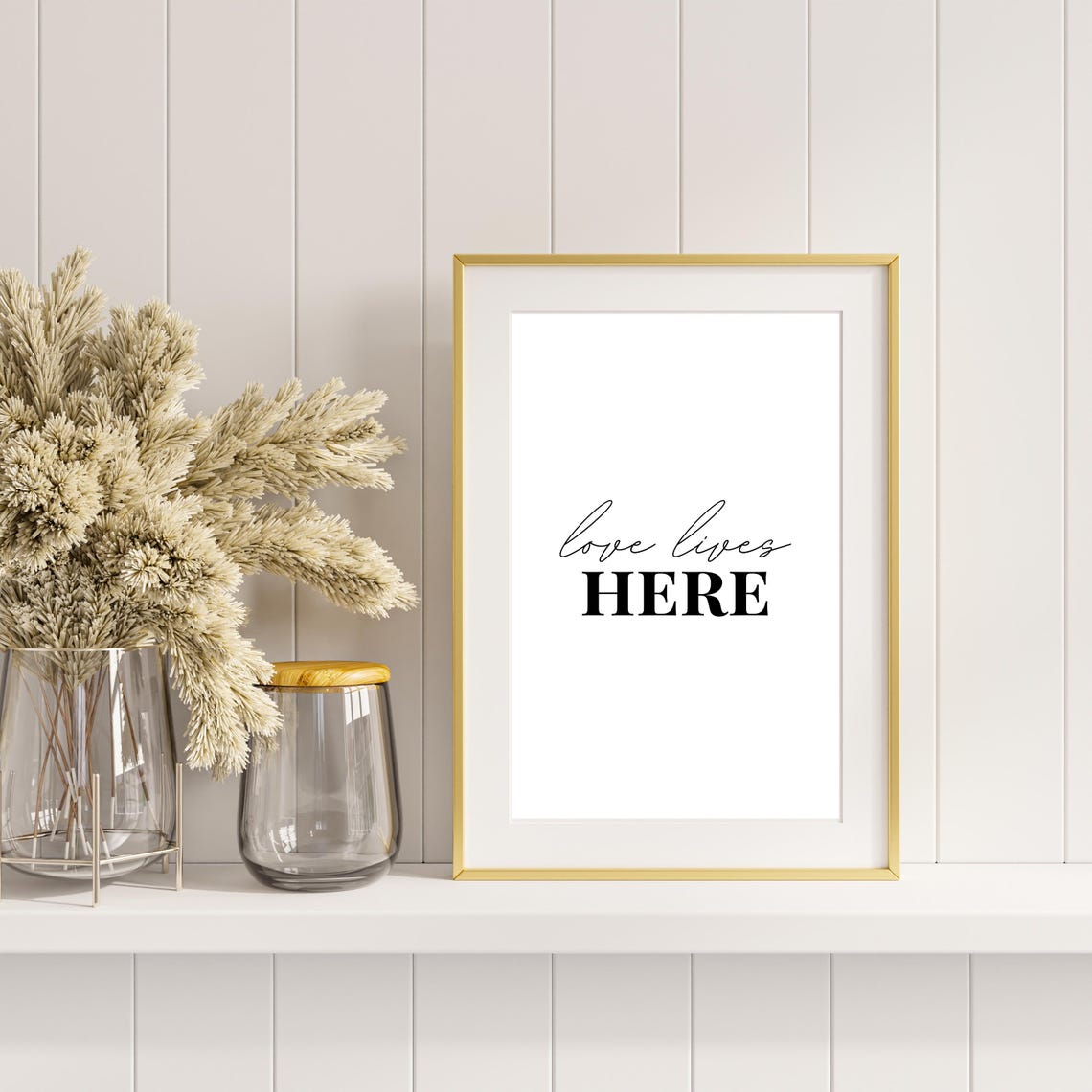 Love Lives Here Bold Serif Mixed Script Romantic Typography Wall Print - Image 4