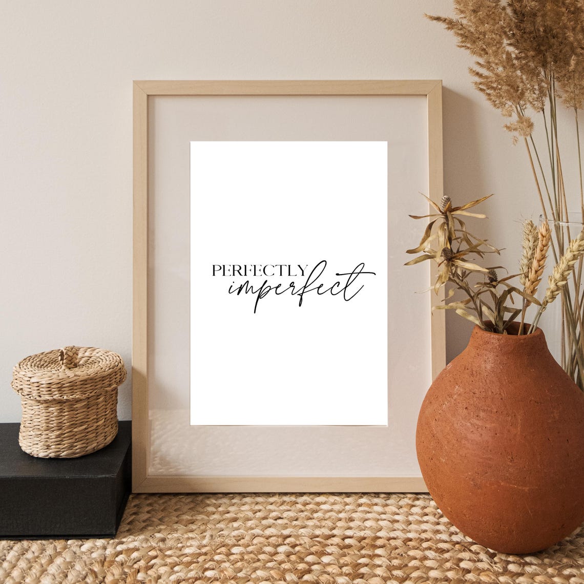 Perfectly Imperfect Self Love Minimalist Typography Quote Poster - Image 2