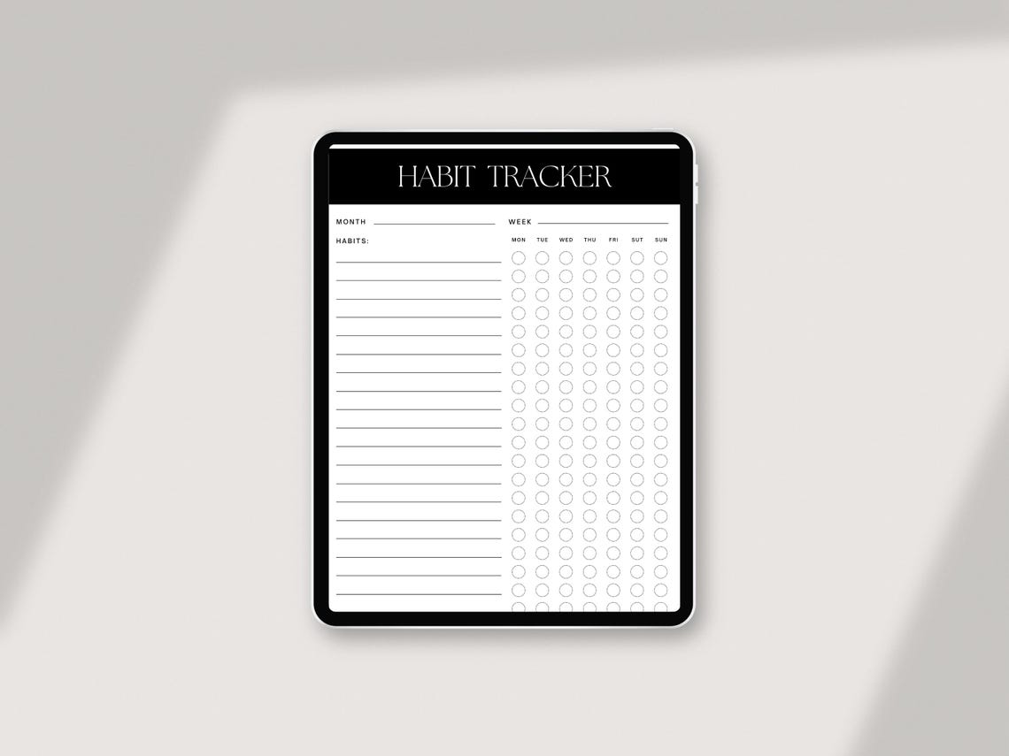 Habit Tracker Minimalist Monthly Weekly Grid Routine Sheet Print