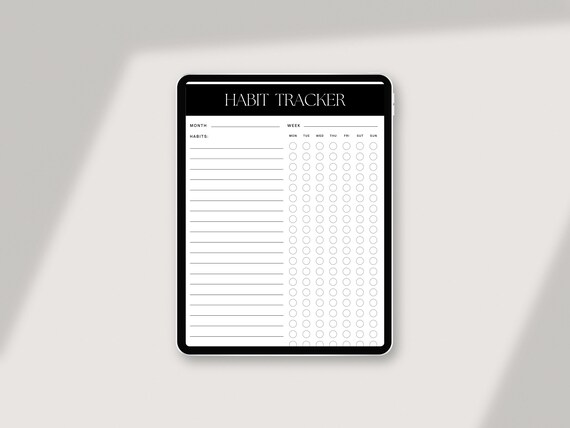 Habit Tracker Minimalist Monthly Weekly Grid Routine Sheet Print