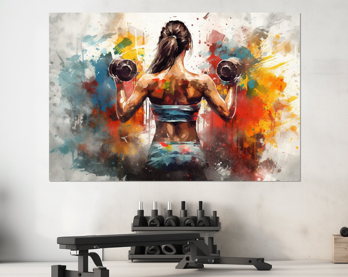 Girl With Dumbbells, Women's Gym Workout Art Print