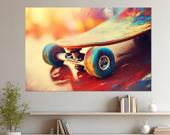 Skateboarding Wall Art Abstract Skateboard Print Skateboarder Gift Skateboard Poster Framed And Ready To Hang