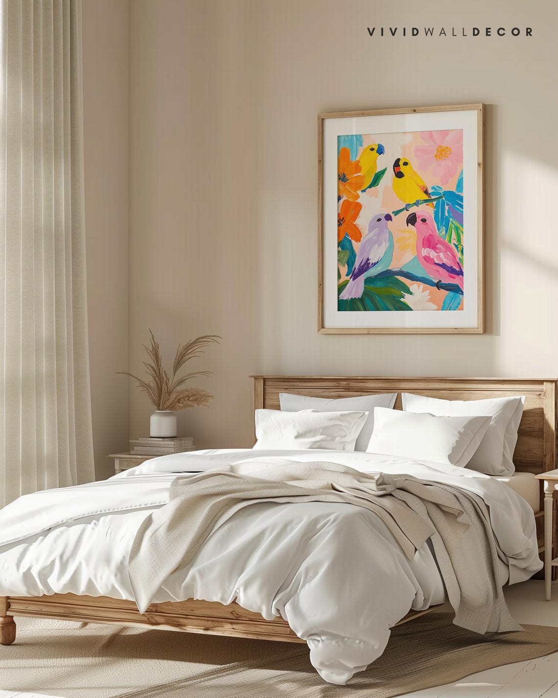 Four Colorful Tropical Parrots Paradise Birds Vibrant Art Poster - Image 4