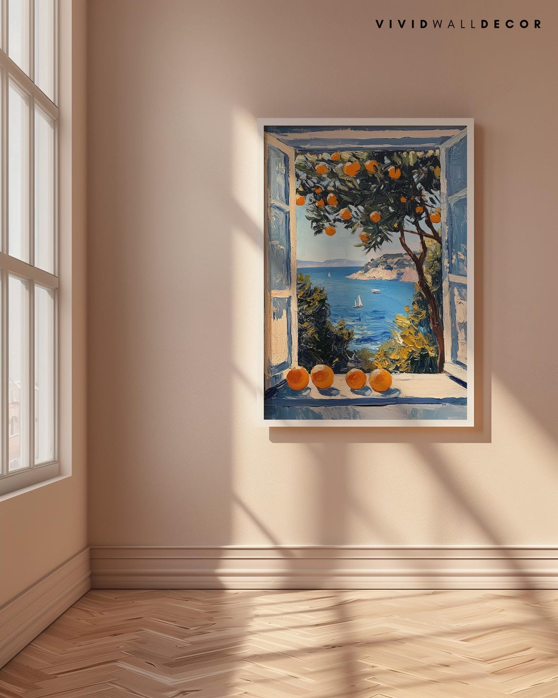 Mediterranean Orange Tree View Over Coastal Sea Travel Poster - Image 4