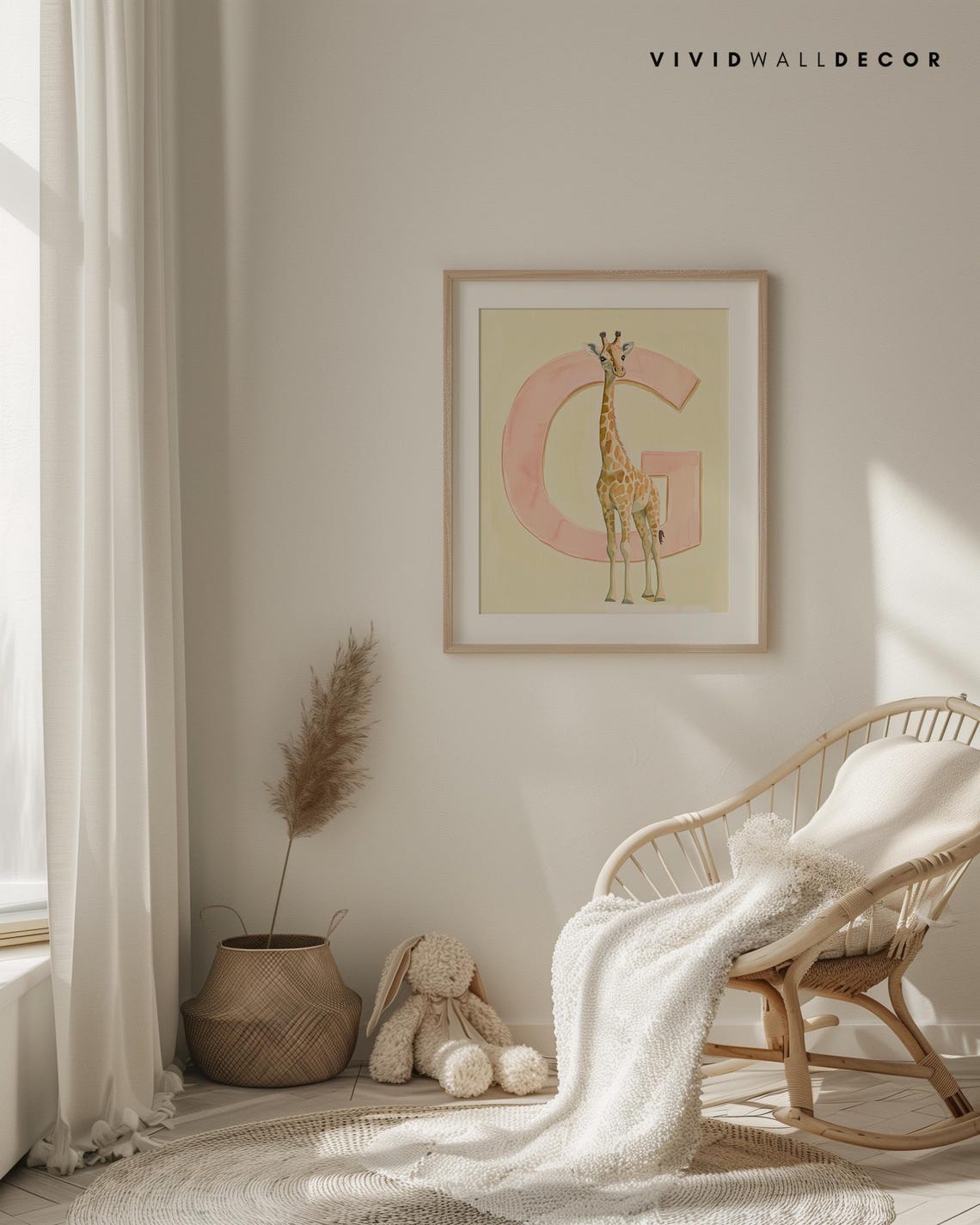 Giraffe Letter G Pastel Nursery Art Poster for Baby Room Wall Decor - Image 4