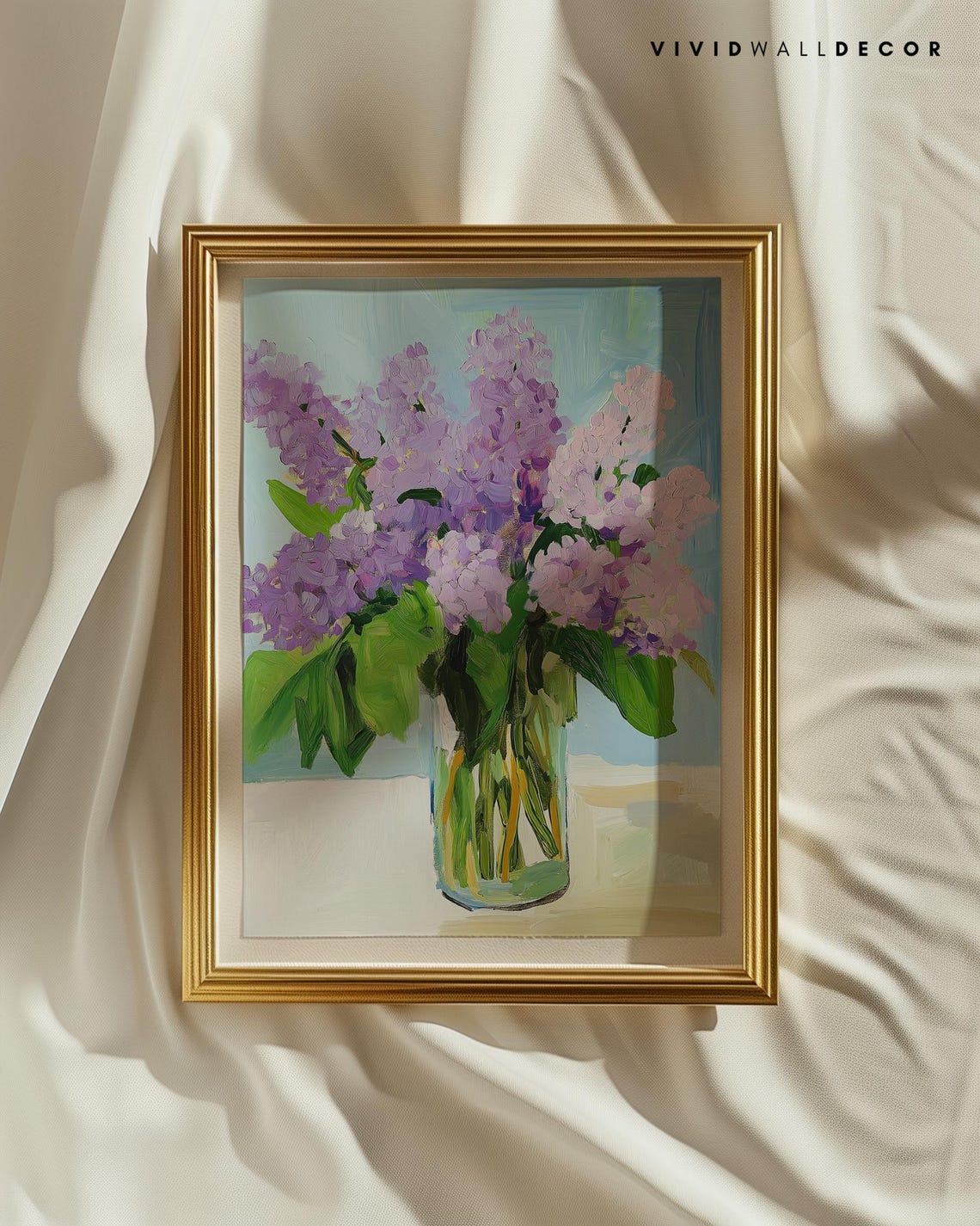 Purple Lilac Bouquet in Glass Jar Soft Spring Floral Art Poster - Image 2