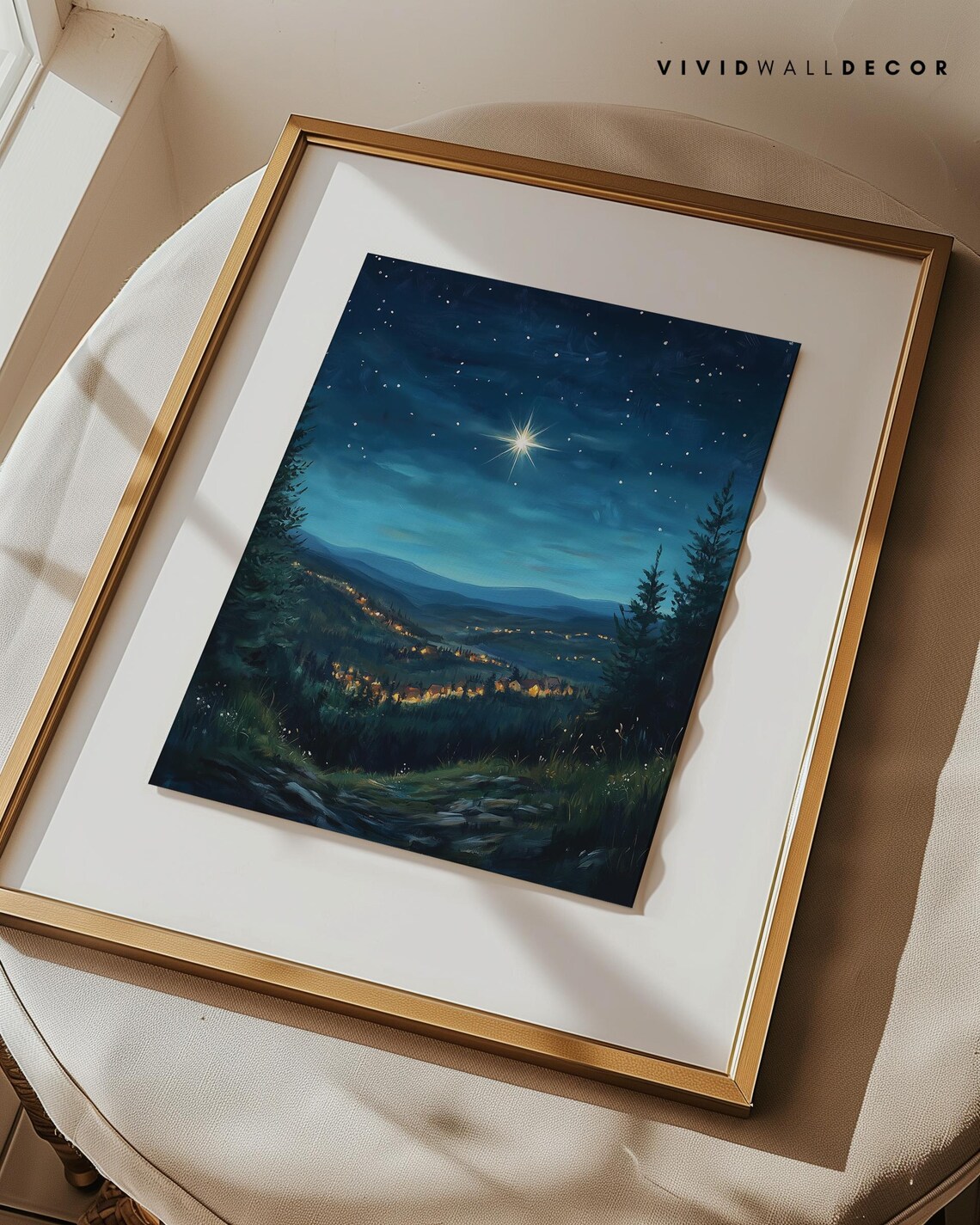 Christmas Star Over Winter Village Art Print Whimsical Holiday Decor Cozy Xmas Art Winter Night Scene Christmas Charm Winter Wonderland Art - Image 3