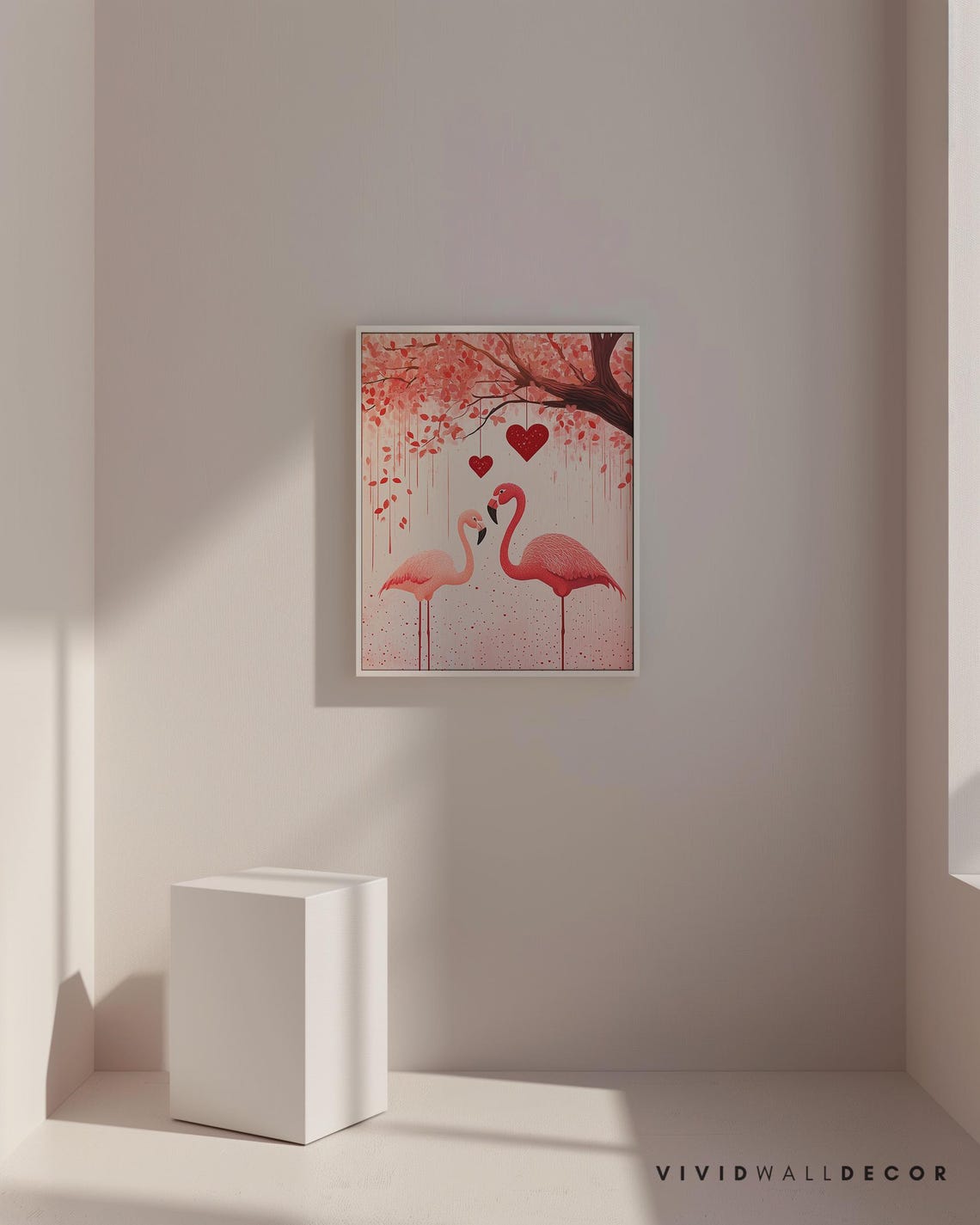Flamingo Couple Valentine Red Hearts Romantic Love Bird Poster - Image 3