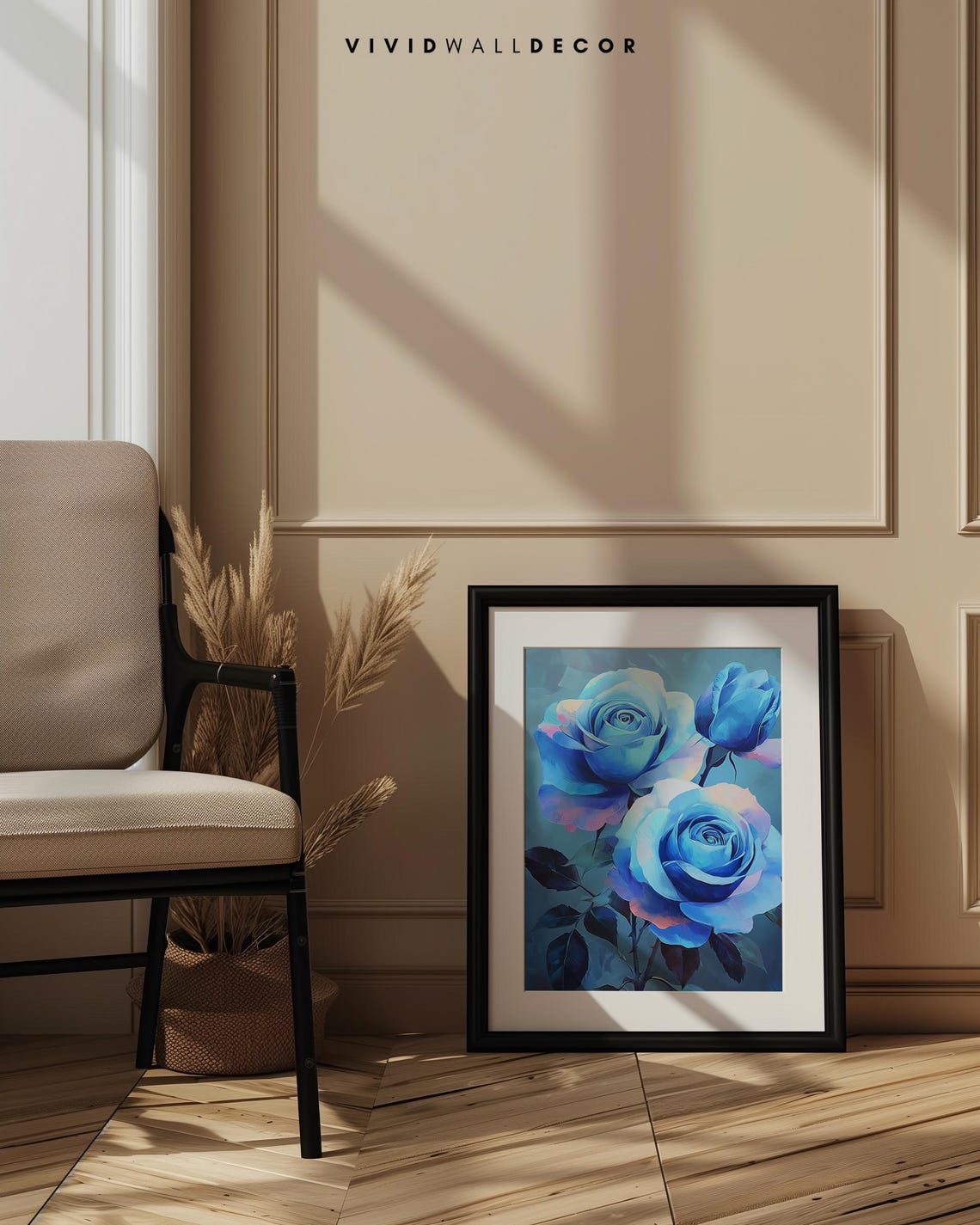 Elegant Blue Roses Moody Floral Oil Painting Botanical Poster - Image 4