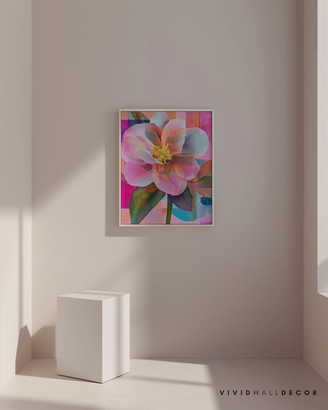 Dreamy Pink Hellebore Flower Abstract Double Exposure Botanical Poster - Image 2