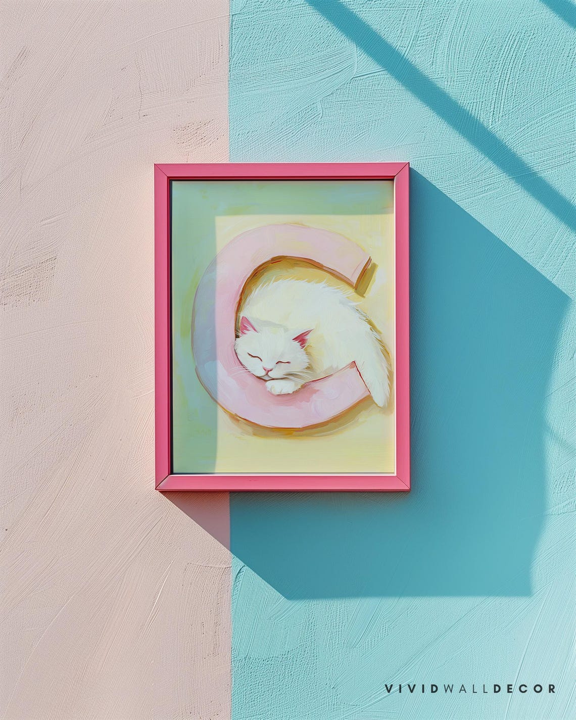Sleeping White Cat Letter C Pastel Nursery Art Poster for Kids Room - Image 2