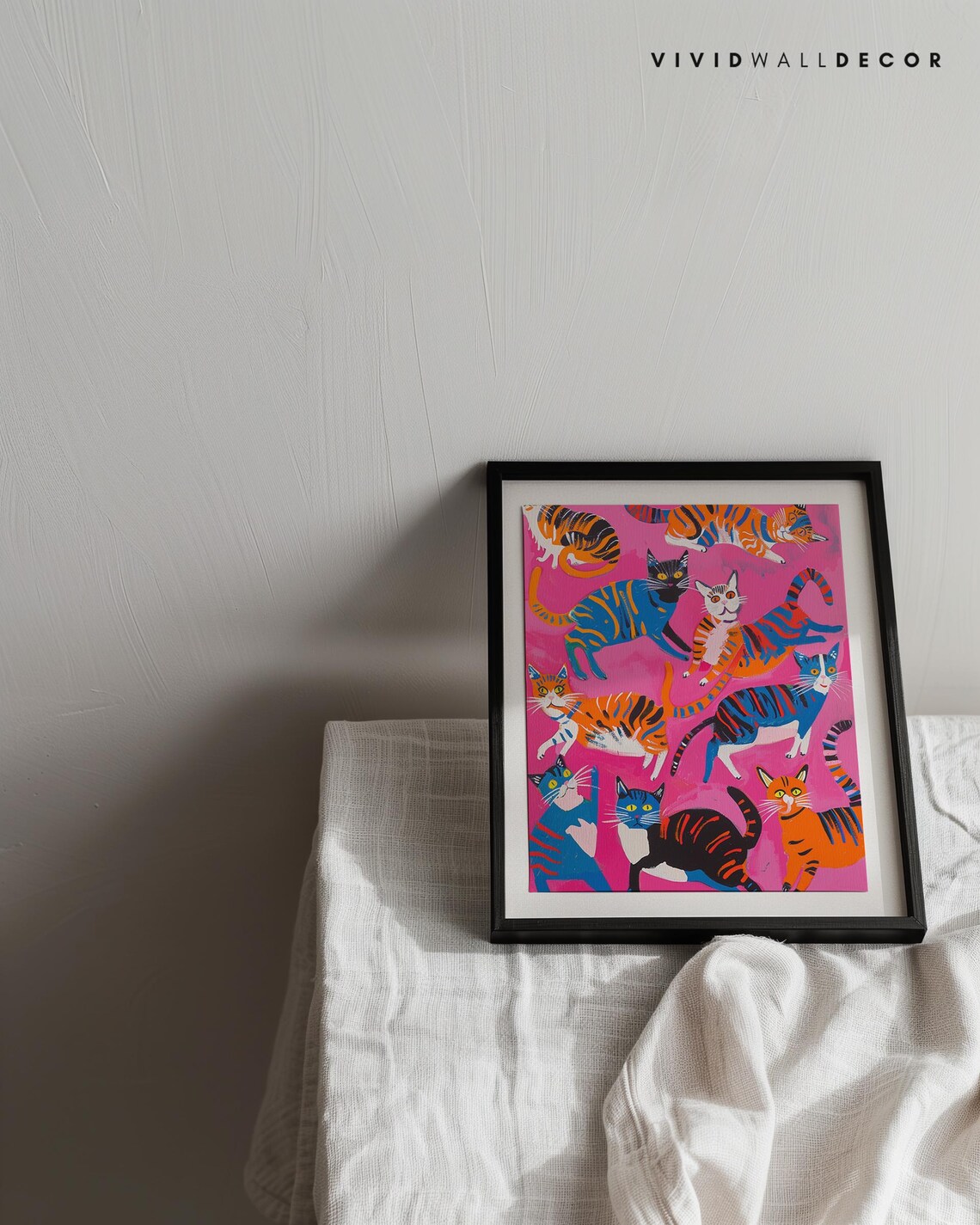 Cute Cats Maximalist Art Print, Bold Colorful Decor - Image 4