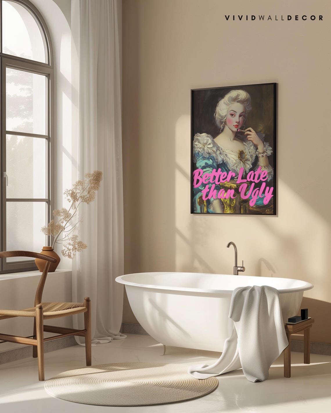 Better Late Than Ugly Funny Vintage Beauty Quote Slogan Art Print - Image 4