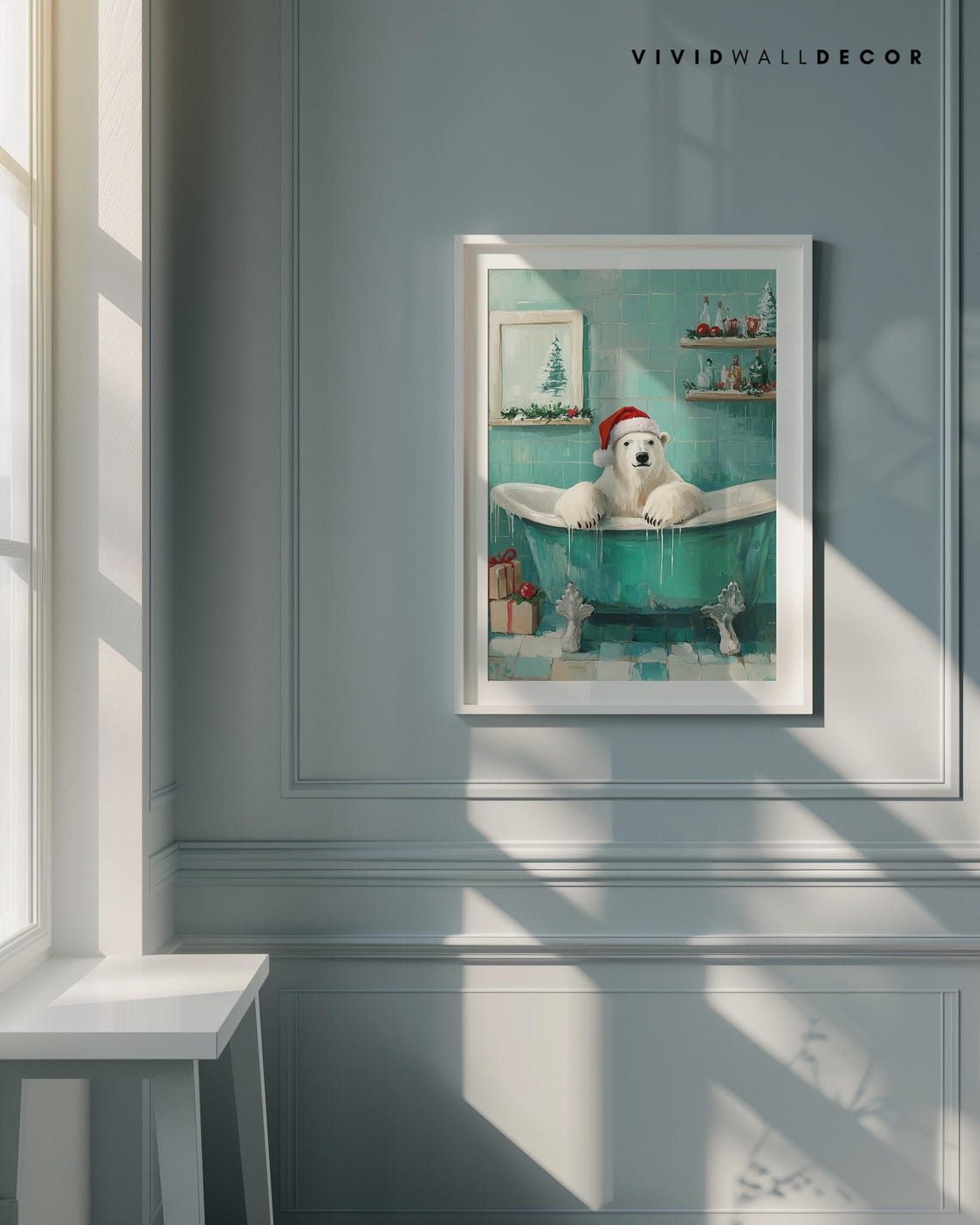Polar Bear In Santa Hat Soaking In A Vintage Bathtub Christmas Poster - Image 4