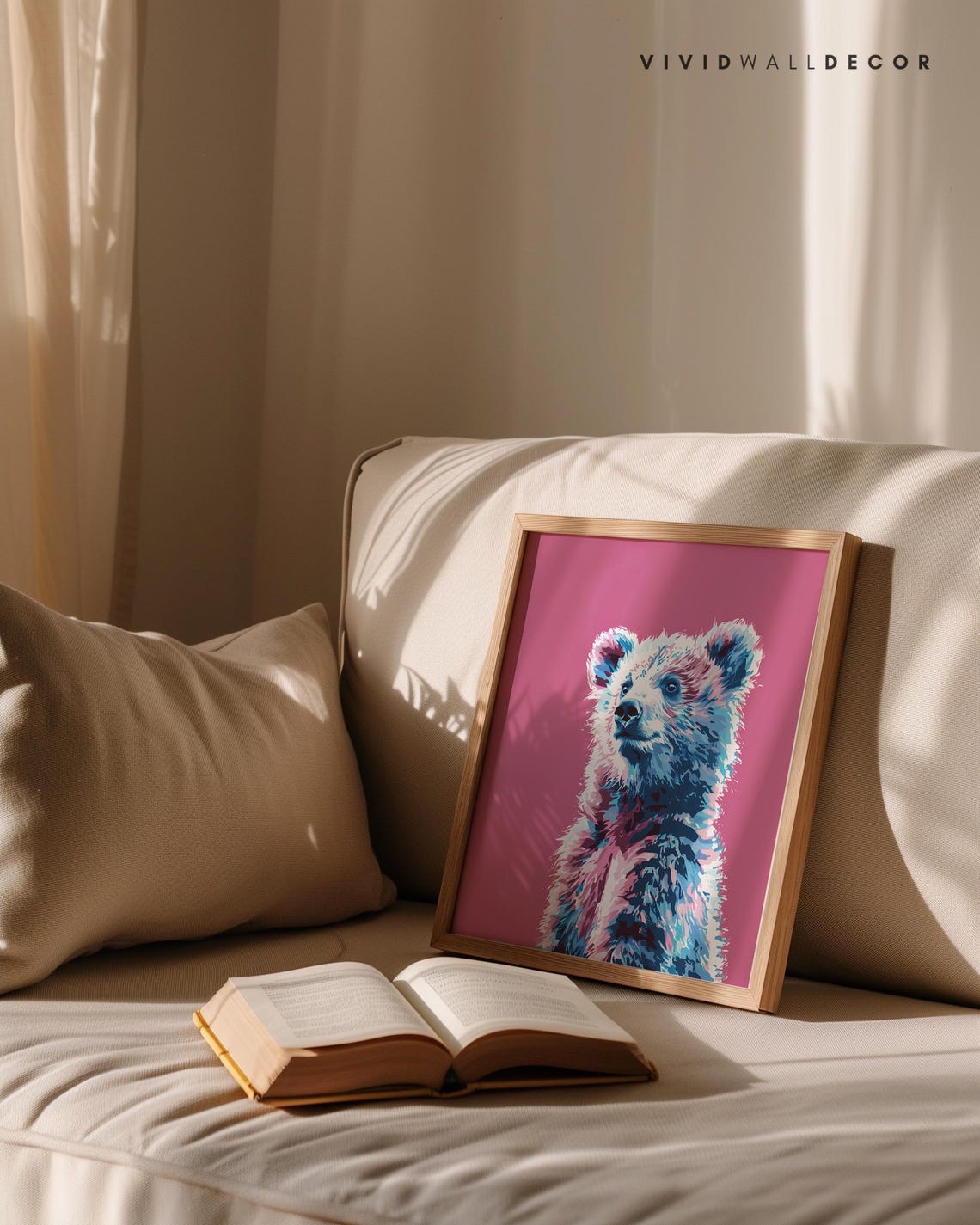 Playful Colorful Bear Cub Portrait on Magenta Modern Art Poster - Image 4