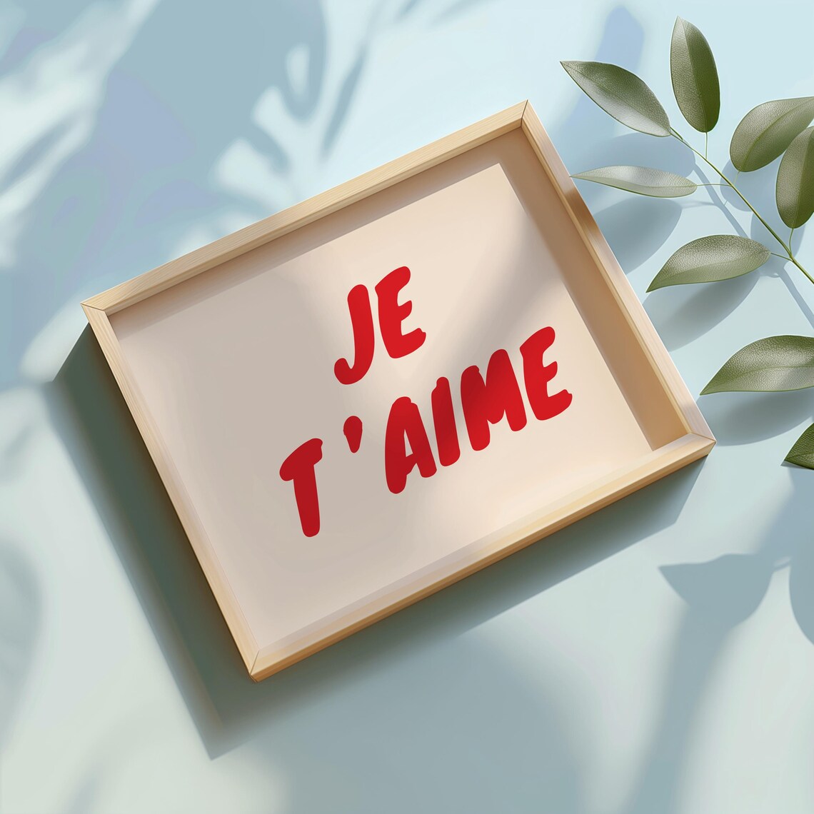 Je Taime Red French Love Quote Bold Romantic Typography Poster - Image 3