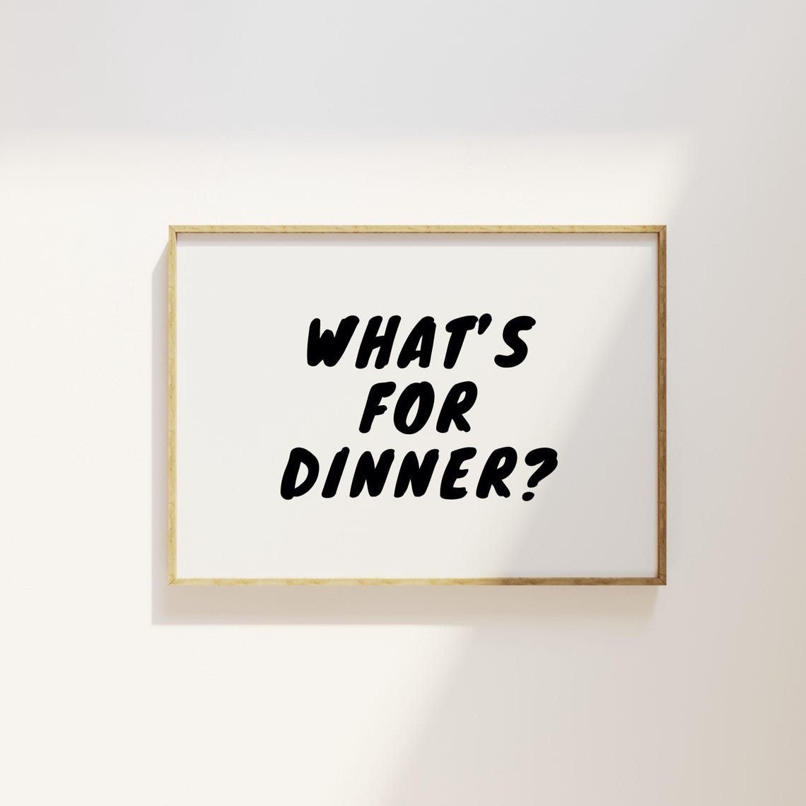 Whats For Dinner Bold Black Typography Minimalist Kitchen Poster