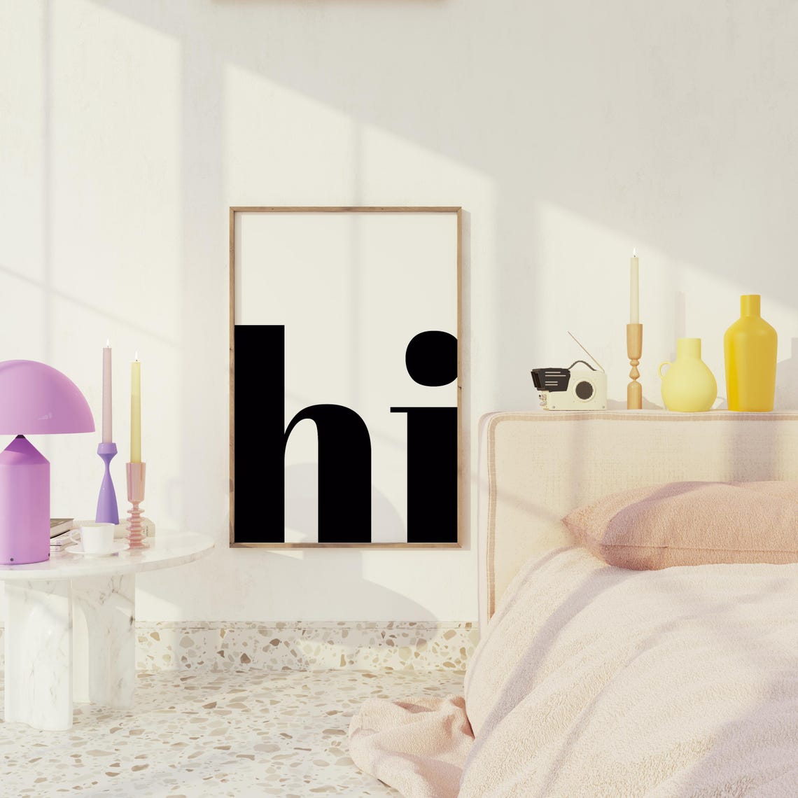 Hi Bold Black Typography Minimalist Scandi Print Entryway Decor - Image 3