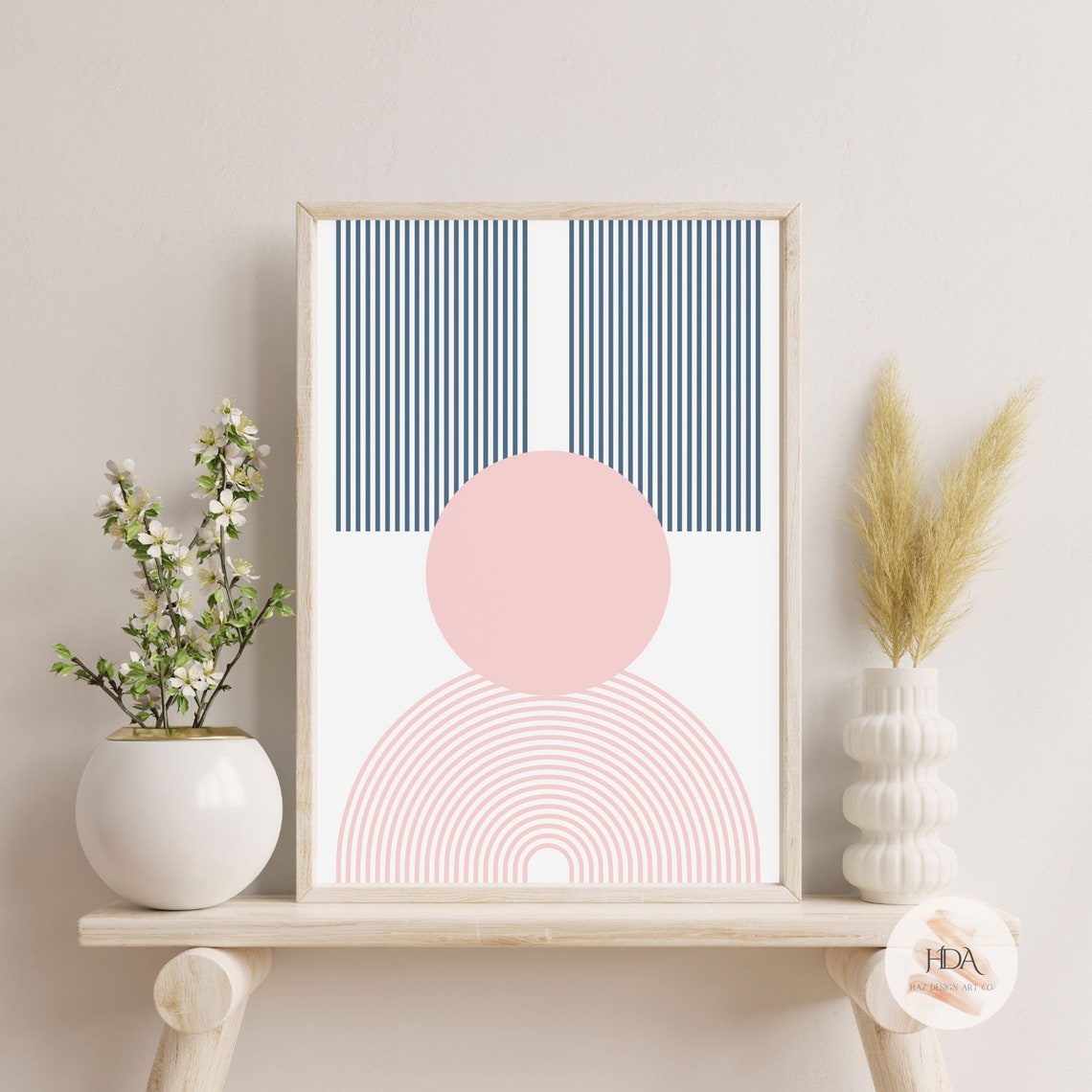 Boho Abstract Geometric Pastel Mid Century Modern Print Gift