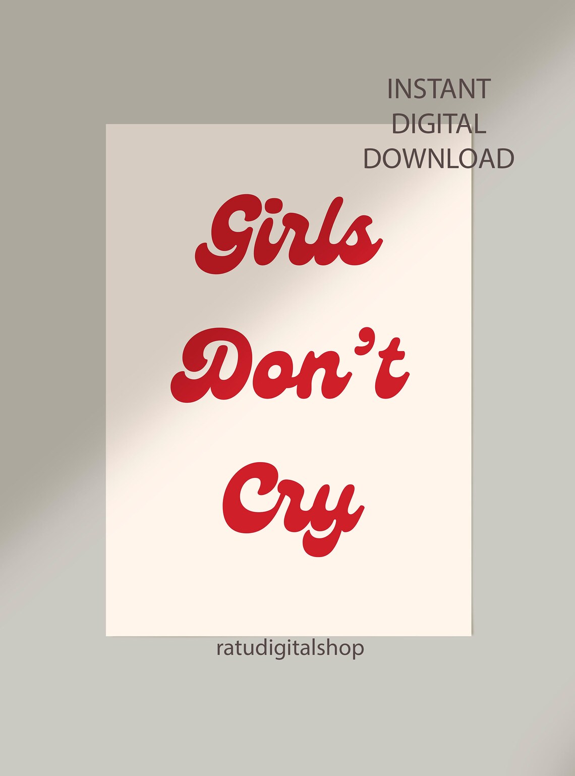 Girls Don't Cry Bold Red Retro Typography Girl Power Dorm Poster - Image 3