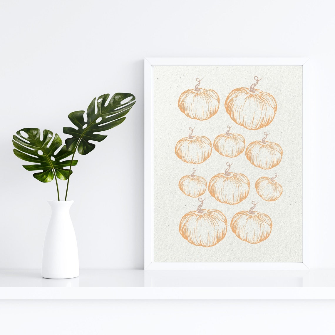 Neutral Beige Pumpkin Poster Modern Fall Sketched Autumn Decor Minimal - Image 3