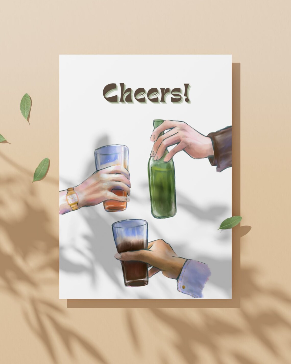 Cheers Retro Friends Toast Drinks Bar Cart Kitchen Art Print - Image 2