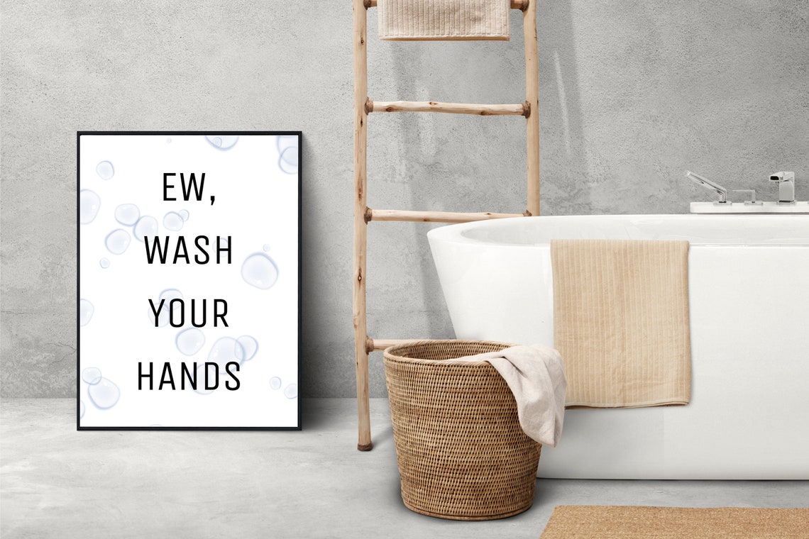 Funny Wall Art For Bathroom Wash Your Hands Funny Bathroom Wall Decor Bathroom Prints Bathroom Wall Art - Image 2