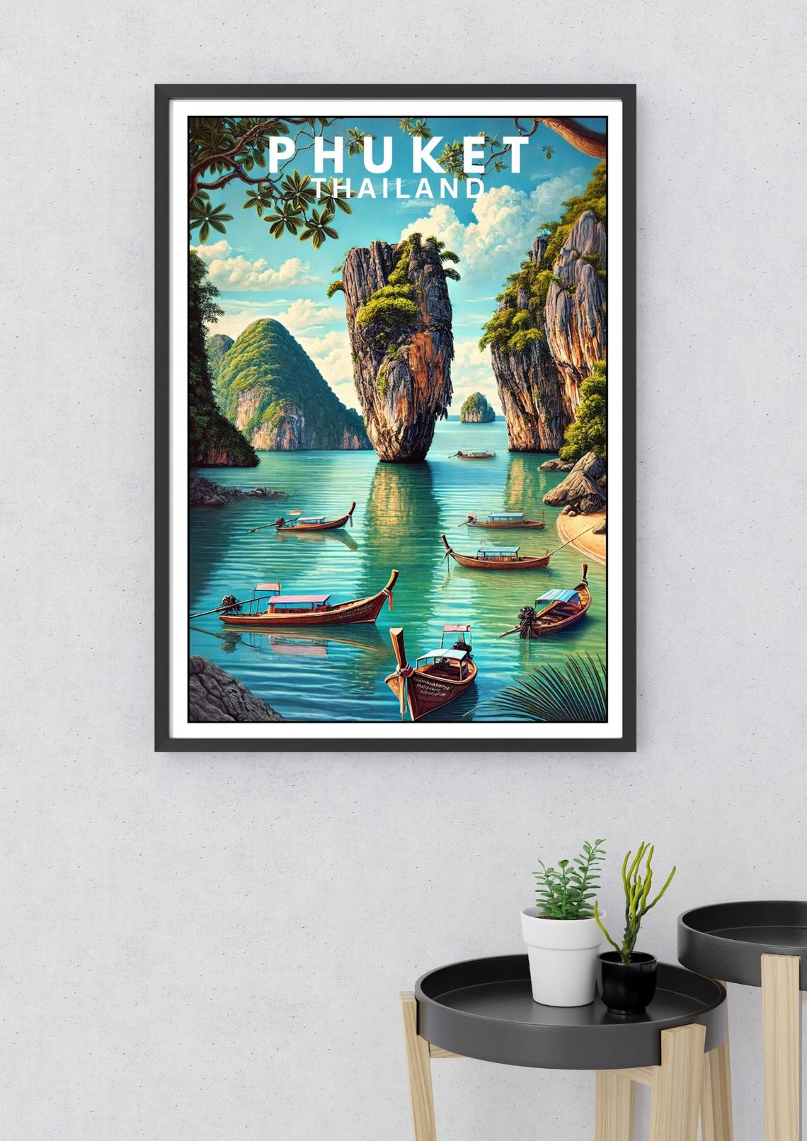 Phuket Thailand Limestone Karst Longtail Boat Tropical Travel Poster - Image 2