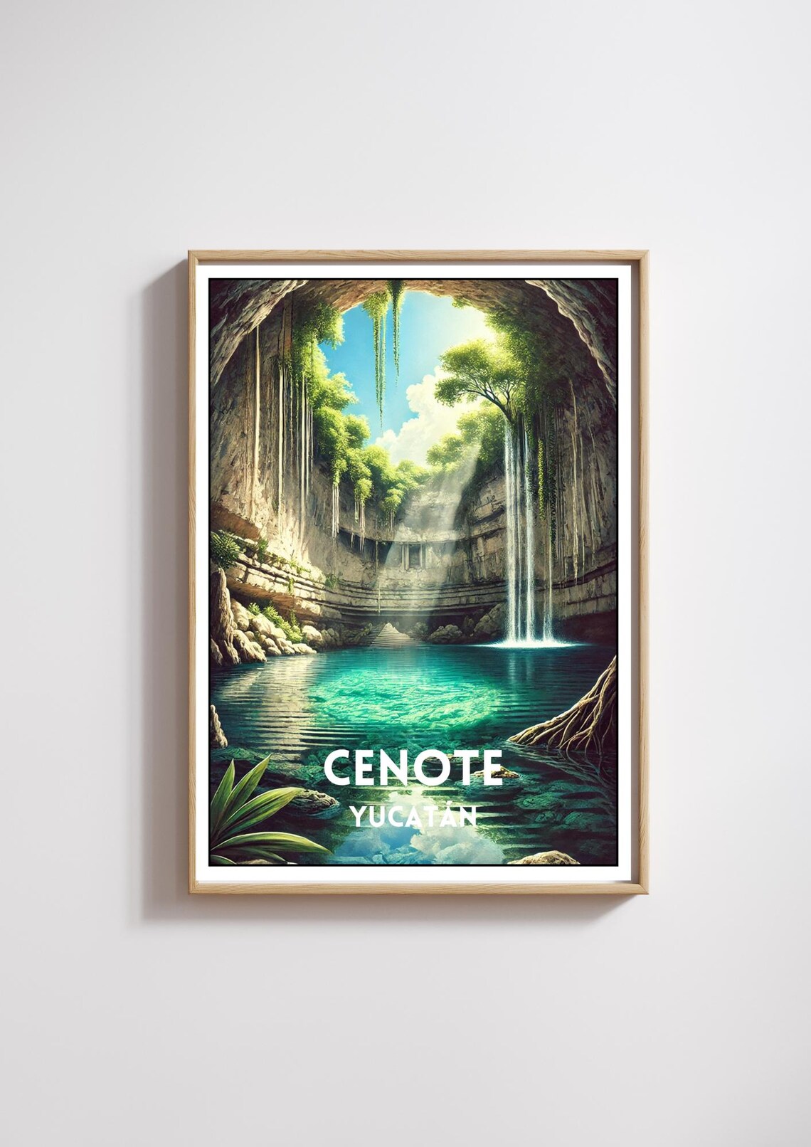Mexico Cenote Travel Poster, Yucatan Peninsula