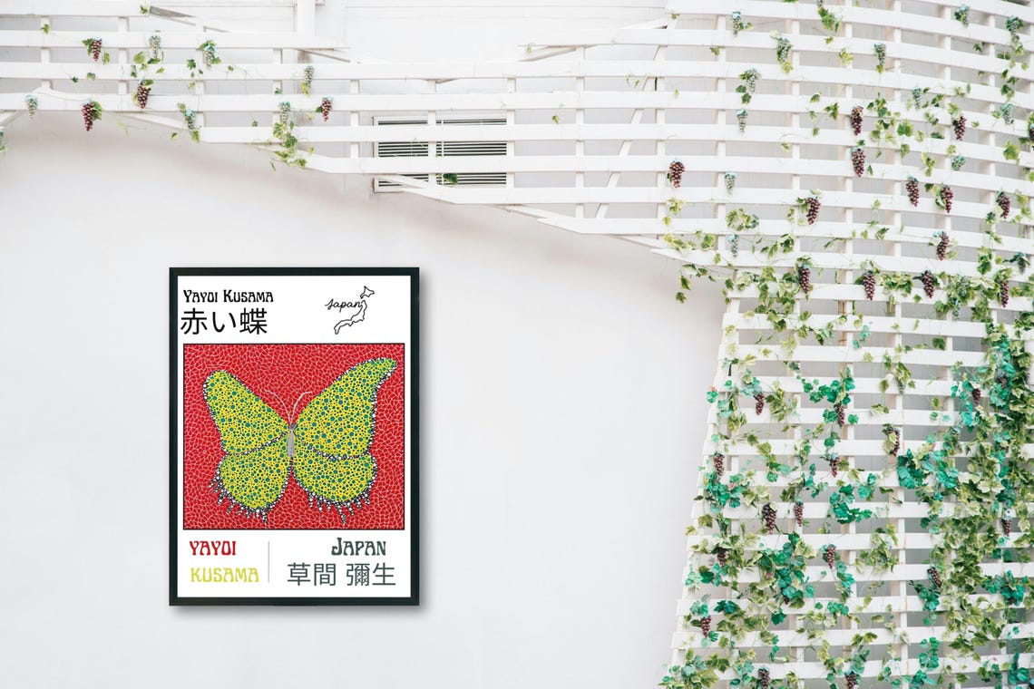 Yayoi Kusama Butterfly Dot Art Red Japan Gallery Wall Poster - Image 2