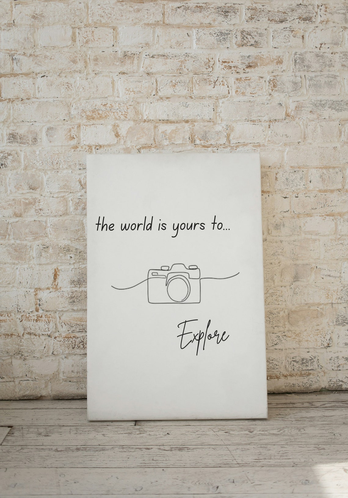 The World Is Yours To Explore Travel Camera Line Art Quote Poster - Image 3