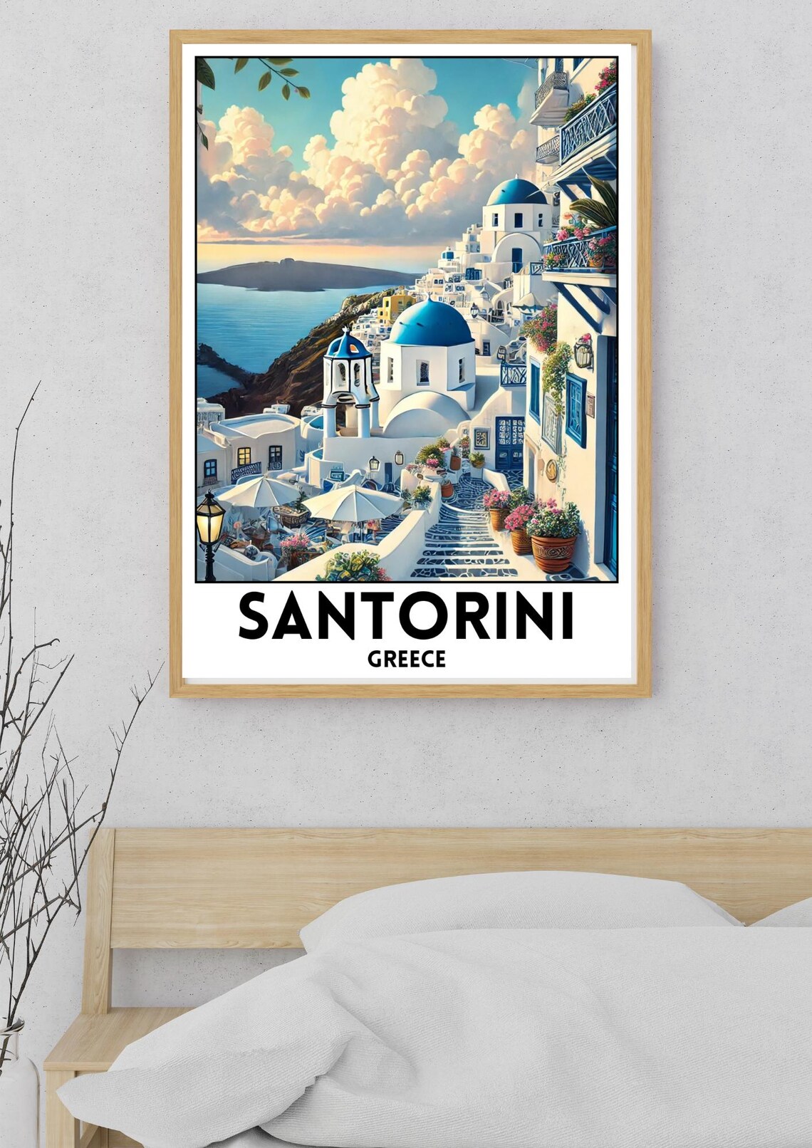 Santorini Greece Blue Dome White Village Aegean Island Travel Poster - Image 5