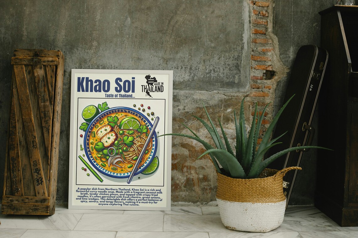 Khao Soi Taste of Thailand Curry Noodle Soup Kitchen Food Poster - Image 3