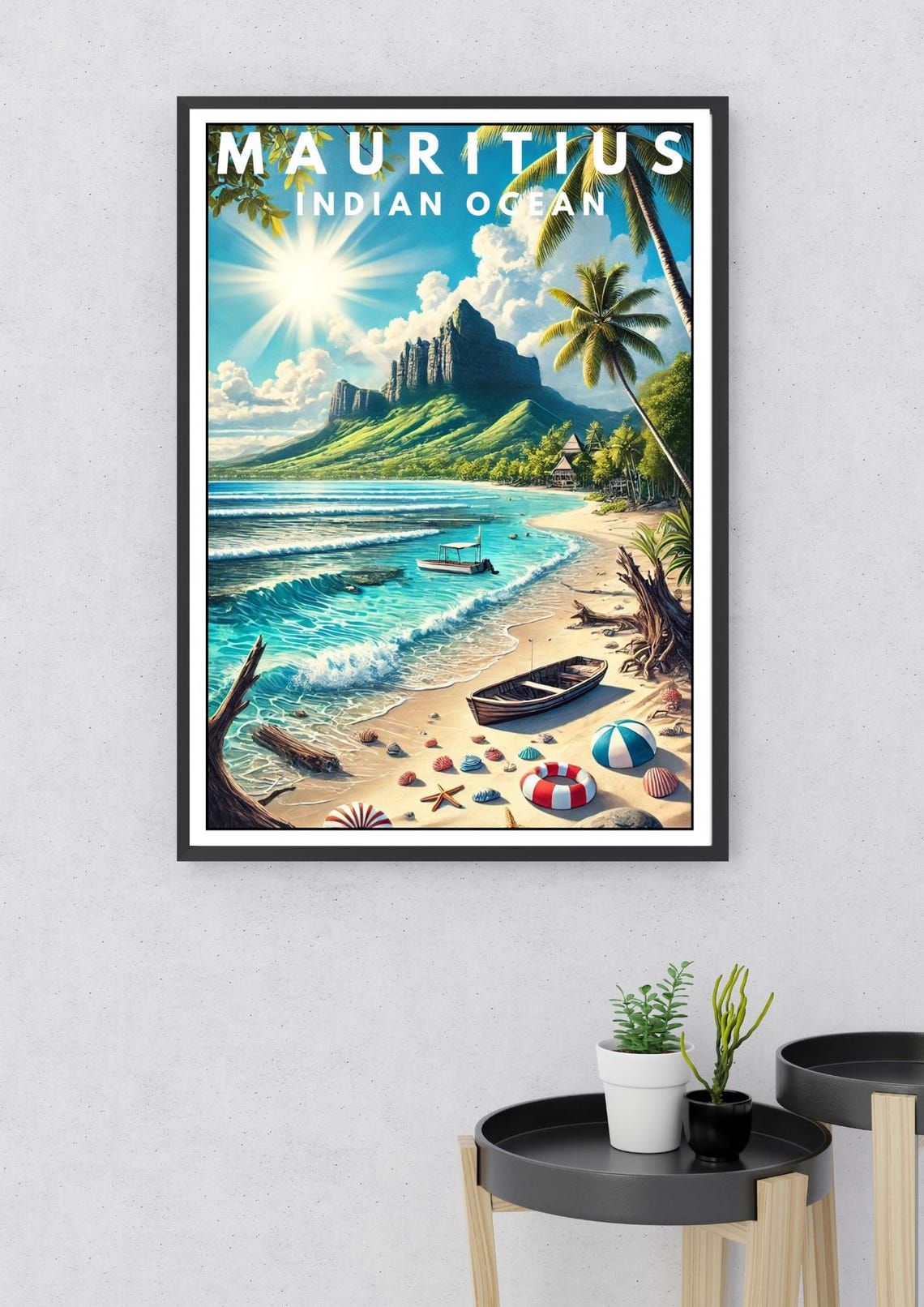 Mauritius Indian Ocean Tropical Island Beach Vintage Art Poster - Image 2