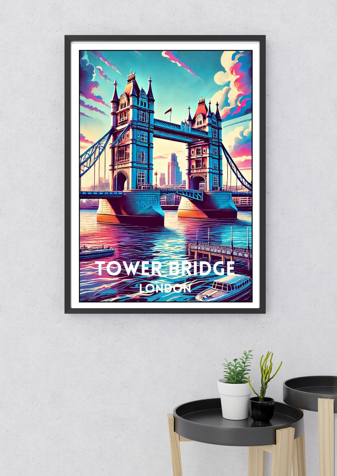 London Tower Bridge Art Print London Poster England City Travel Wall Art Tower Bridge Home Decor Vibrant London Wall Art City Lover Art - Image 2