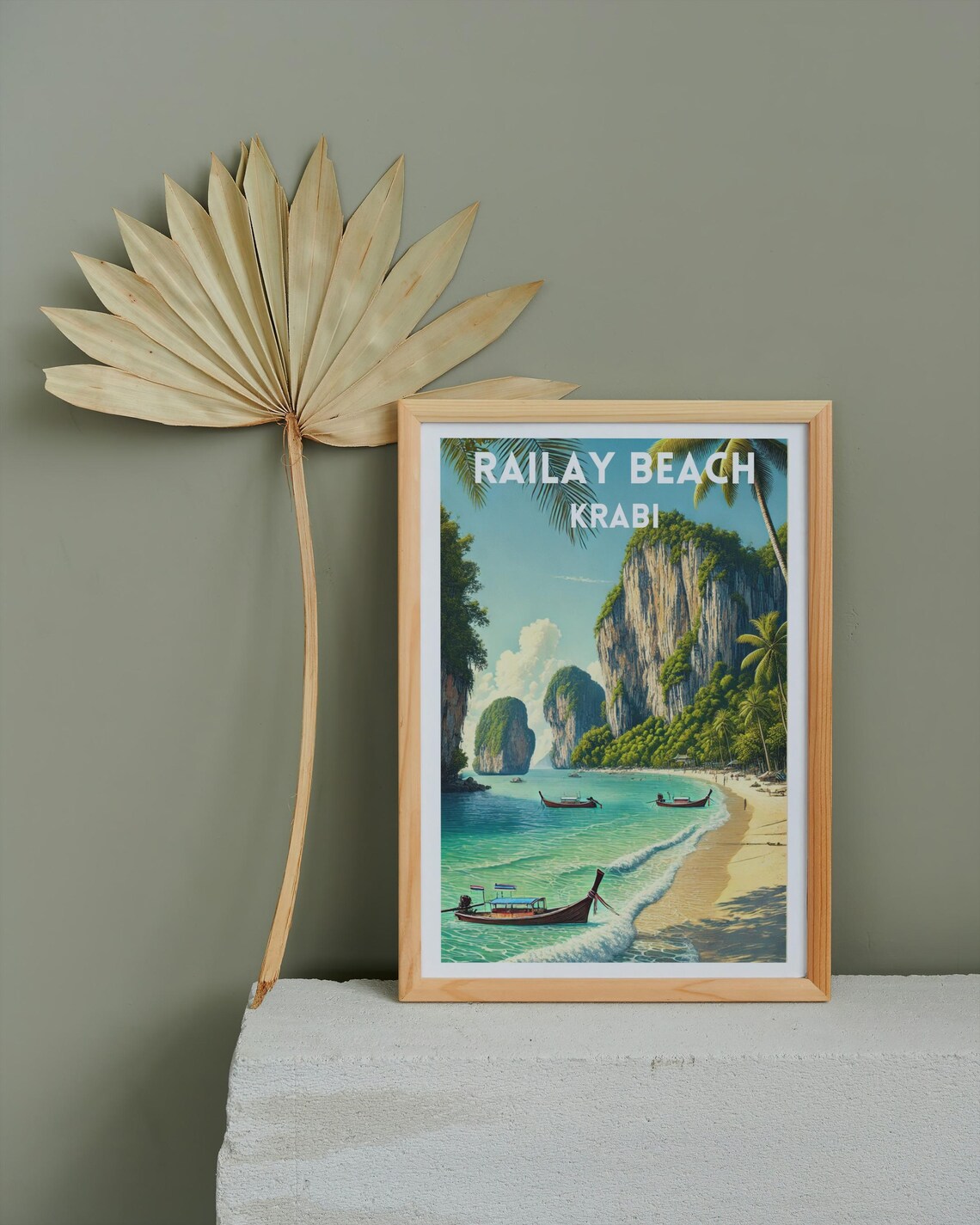 Krabi Railay Beach Travel Poster, Thailand Decor - Image 4