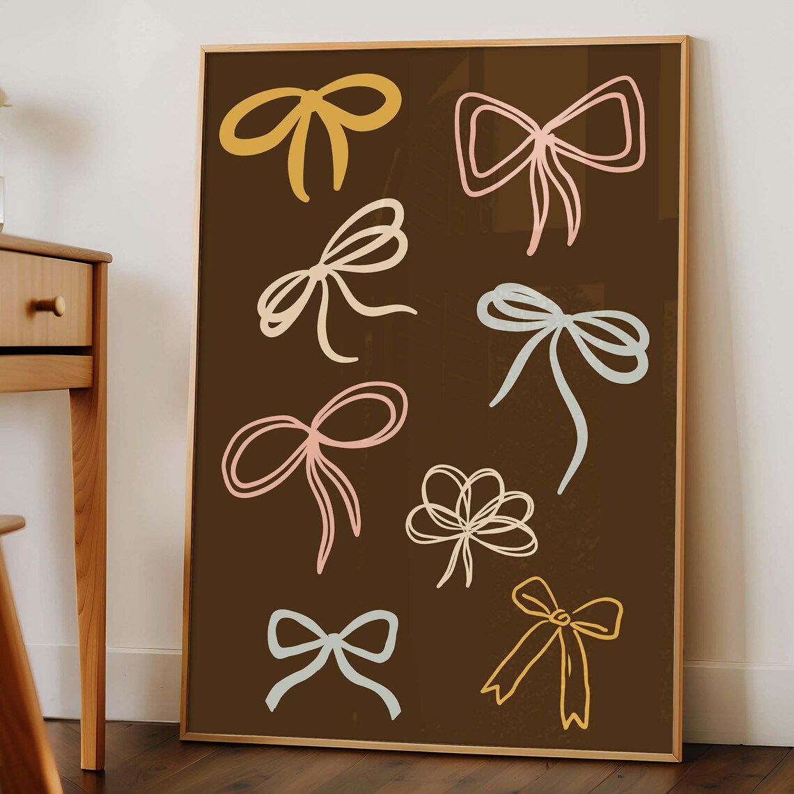 Minimalist Pastel Bow Wall Art Coquette Nursery Decor