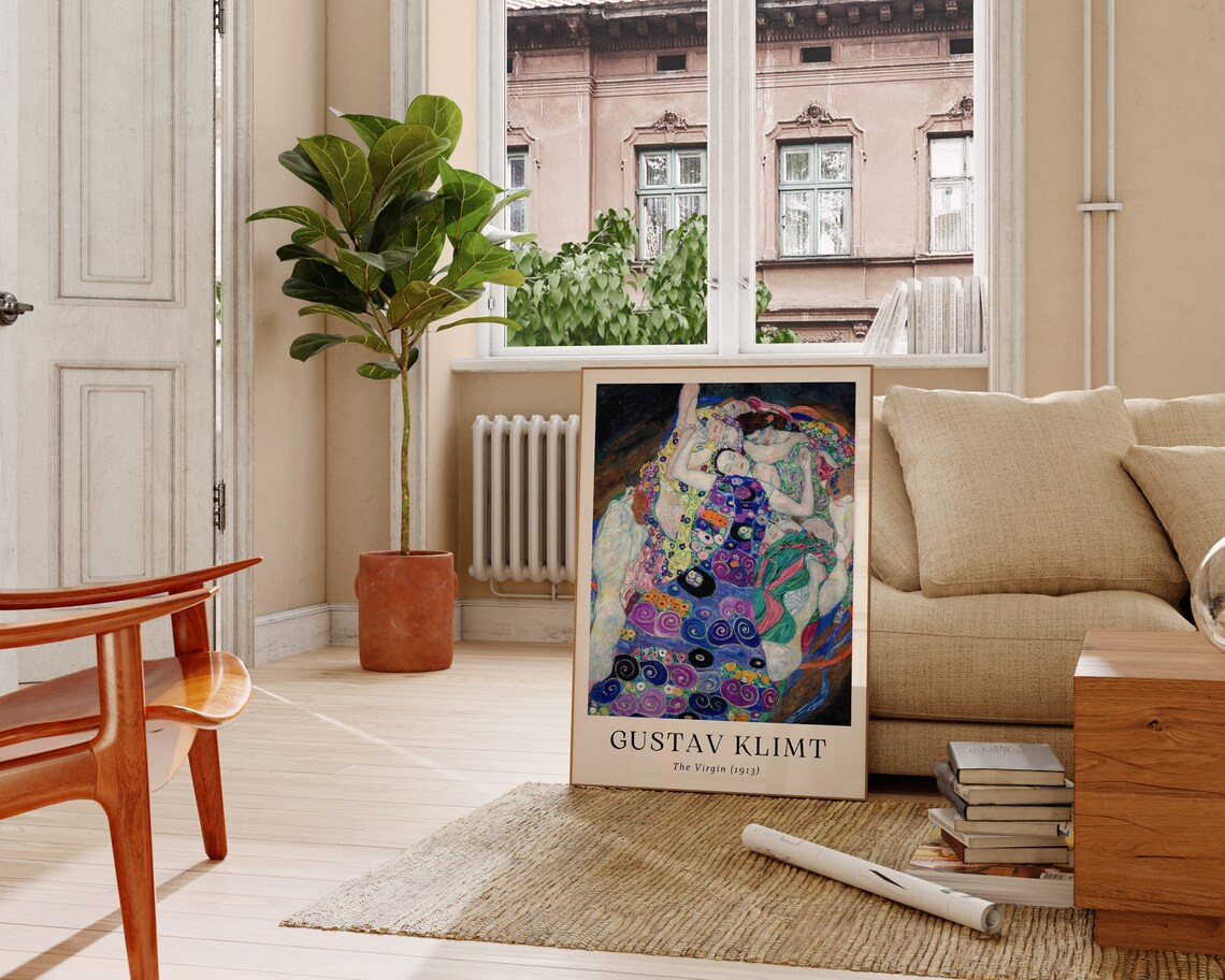Gustav Klimt The Virgin 1913 Swirling Women Colorful Mosaic Poster - Image 2