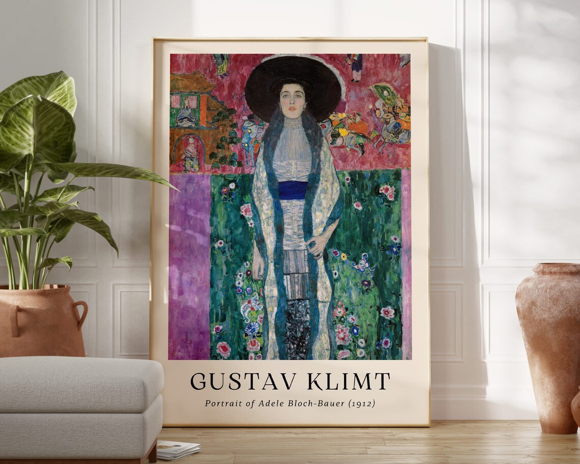 Gustav Klimt Portrait of Adele Bloch-Bauer 1912 Art Nouveau Poster