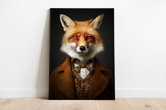 Renaissance Fox Portrait Art Print, Animal Figure