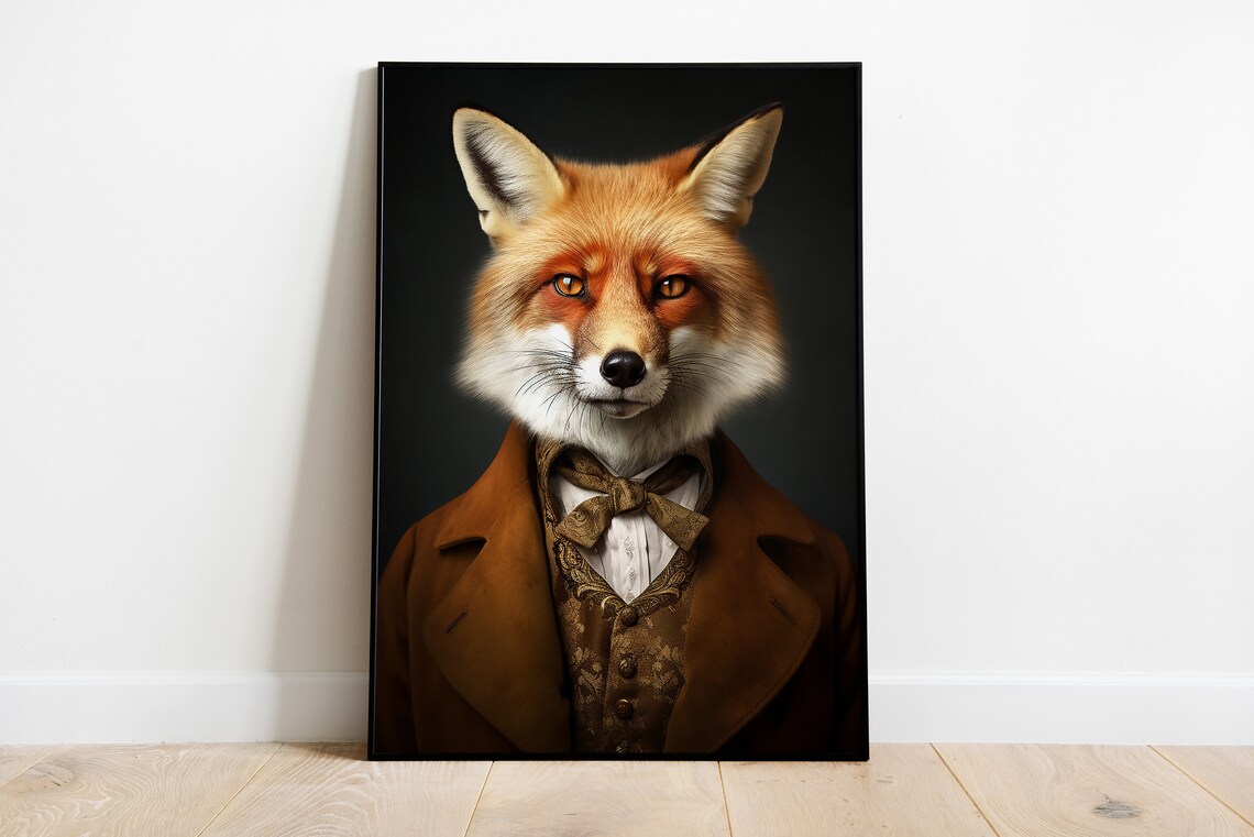 Renaissance Fox Portrait Art Print, Animal Figure