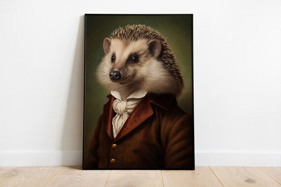Renaissance Hedgehog Portrait Print Vintage Animal Art