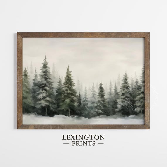Moody Winter Forest Wall Art Christmas Wall Art Christmas Tree Print Fir Tree Art Christmas Prints Winter Wall Art Neutral 812