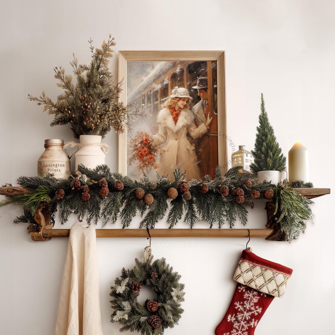 Vintage Couple Meeting at Train in Snow Romantic Winter Love Poster - Image 6