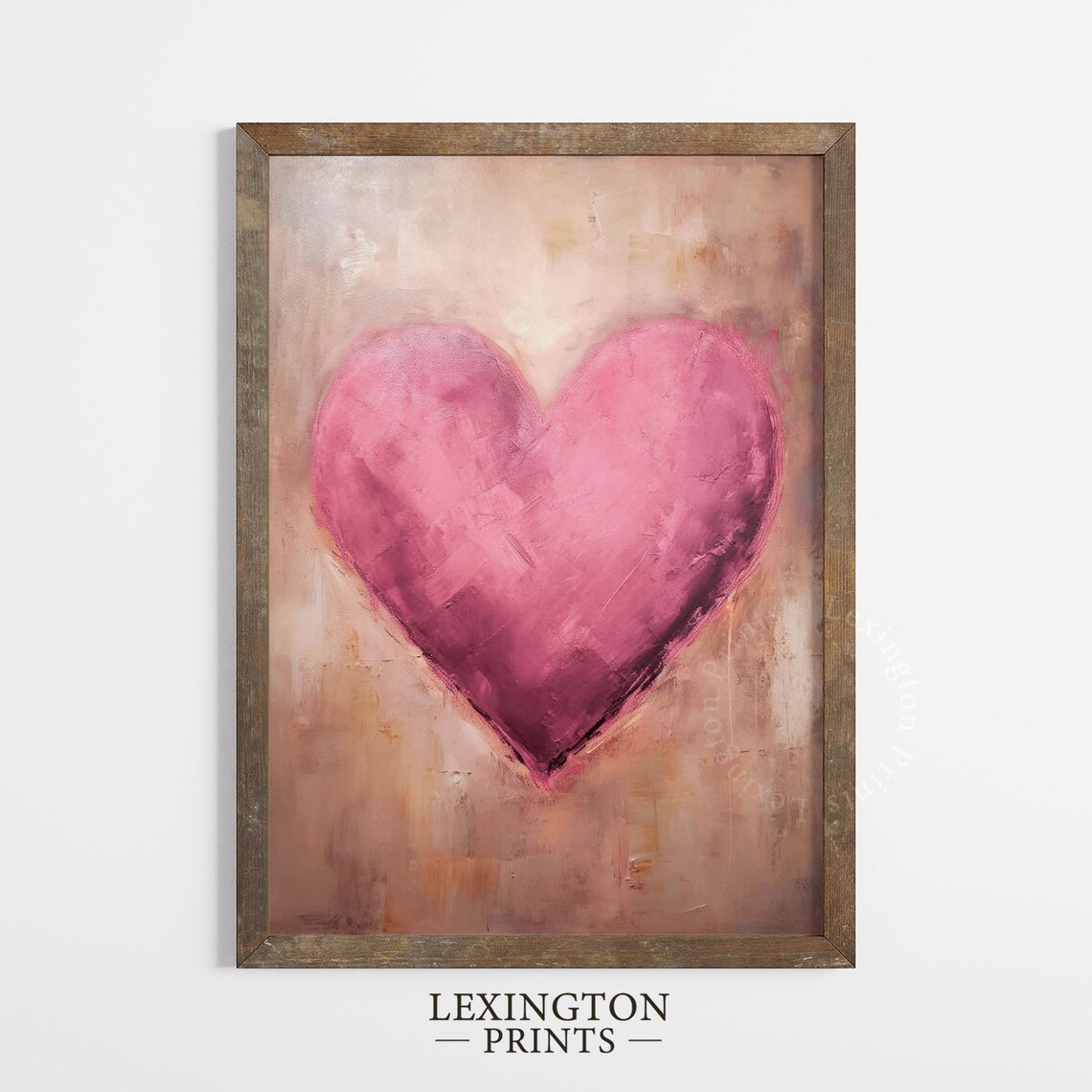 Valentines Pink Heart Print, Vintage Wall Art - Image 5