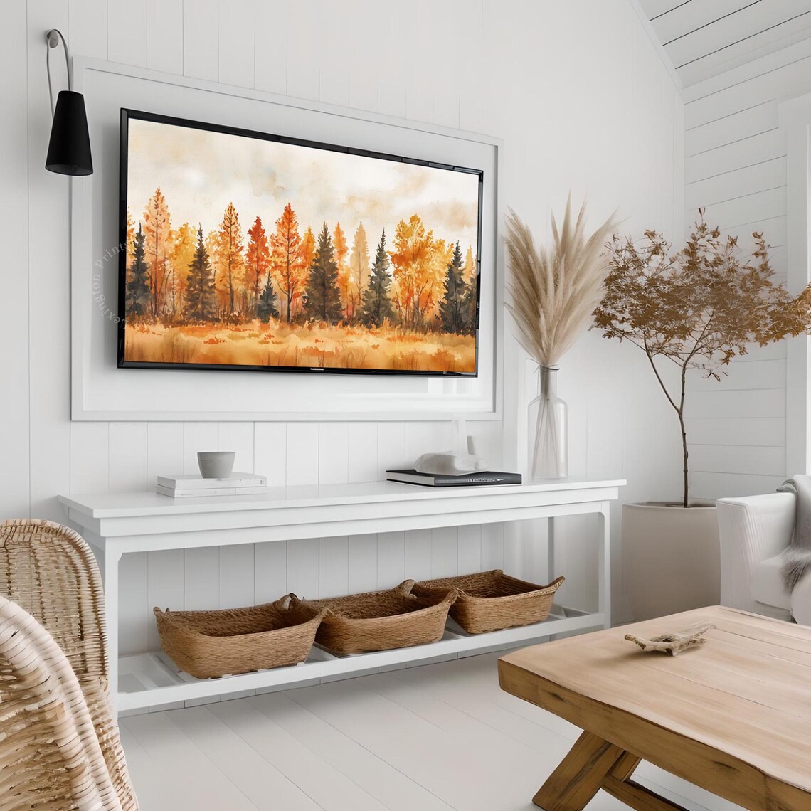 Fall Forest Watercolor Tv Art Frame Tv Art Fall Forest Wall Art Moody Watercolor Tv Art Fall Tv Art Autumn Tv Art Farmhouse 893 - Image 3