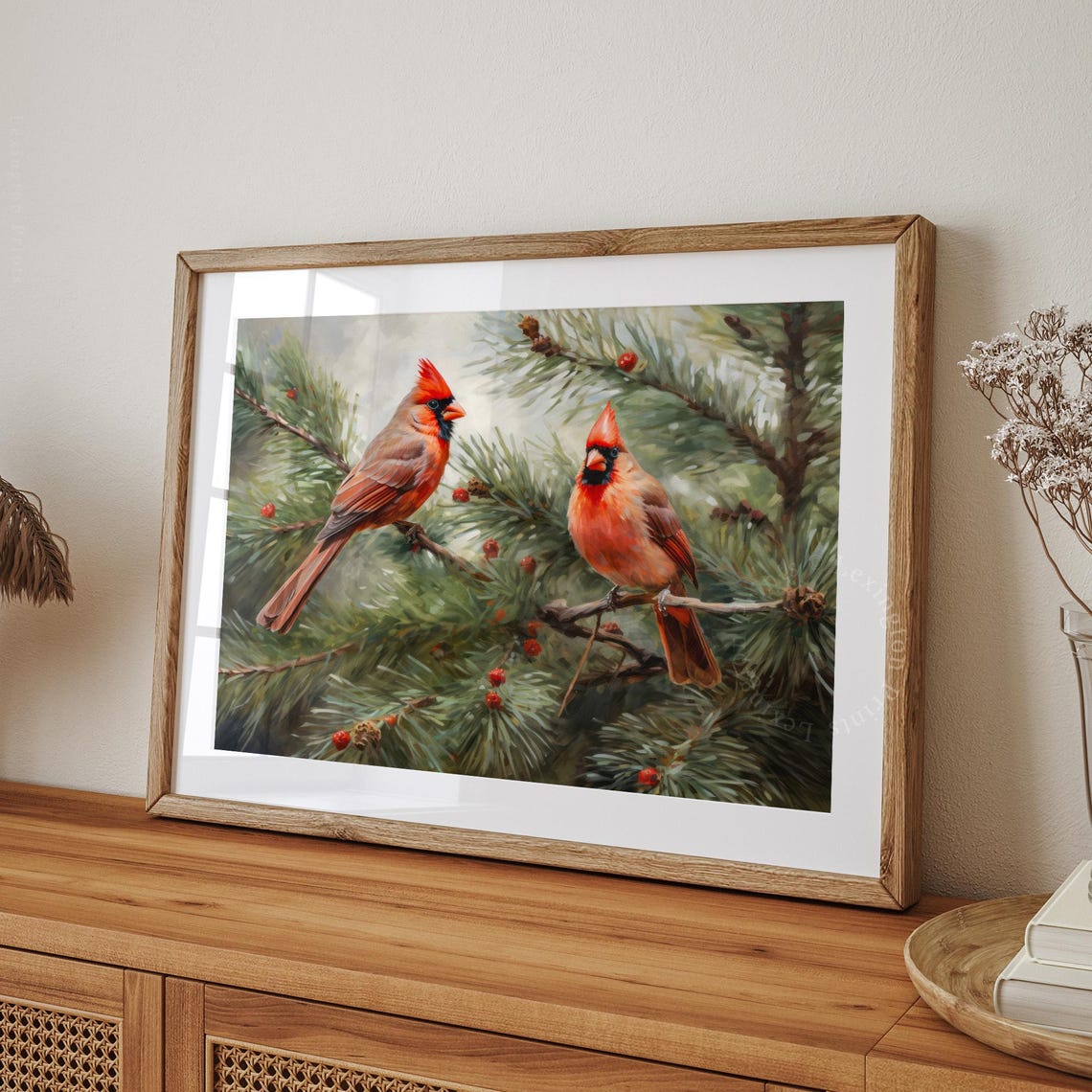 Vintage Christmas Wall Art Winter Cardinal Bird Christmas Oil Painting Winter Art Christmas Decor Nature Wall Art Winter Print 371 - Image 8